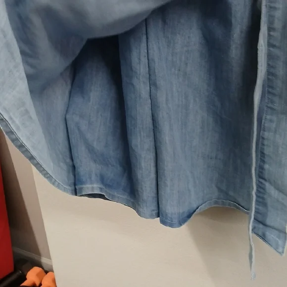 Sincerely Jules Denim Romper Shorts Skort Tie Waist Boho Light Blue Sz Small - Picture 4 of 7